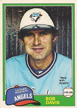 #221 Bob Davis - California Angels - 1981 O-Pee-Chee - Gray Back Baseball