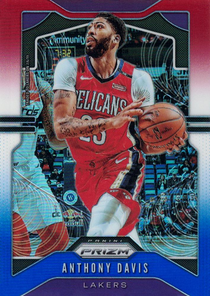 #222 Anthony Davis - Los Angeles Lakers - 2019-20 Panini Prizm - Prizms Red White and Blue Basketball