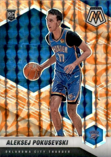 #226 Aleksej Pokusevski - Oklahoma City Thunder - 2020-21 Panini Mosaic - Mosaic Reactive Orange Basketball