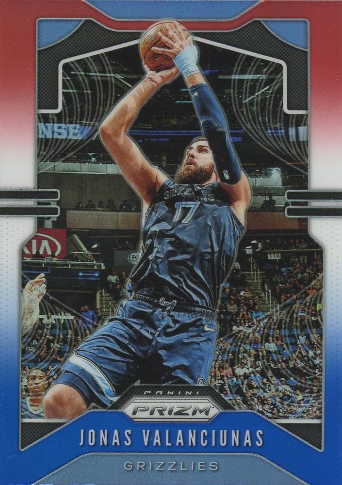 #229 Jonas Valanciunas - Memphis Grizzlies - 2019-20 Panini Prizm - Prizms Red White and Blue Basketball