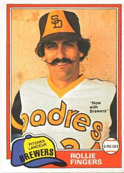 #229 Rollie Fingers - Milwaukee Brewers - 1981 O-Pee-Chee - Gray Back Baseball