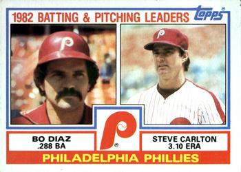 #229 Phillies Leaders / Checklist Bo Diaz / Steve Carlton - Philadelphia Phillies - 1983 Topps Baseball