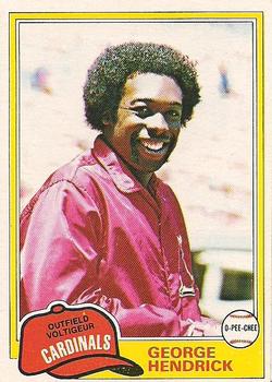 #230 George Hendrick - St. Louis Cardinals - 1981 O-Pee-Chee - Gray Back Baseball