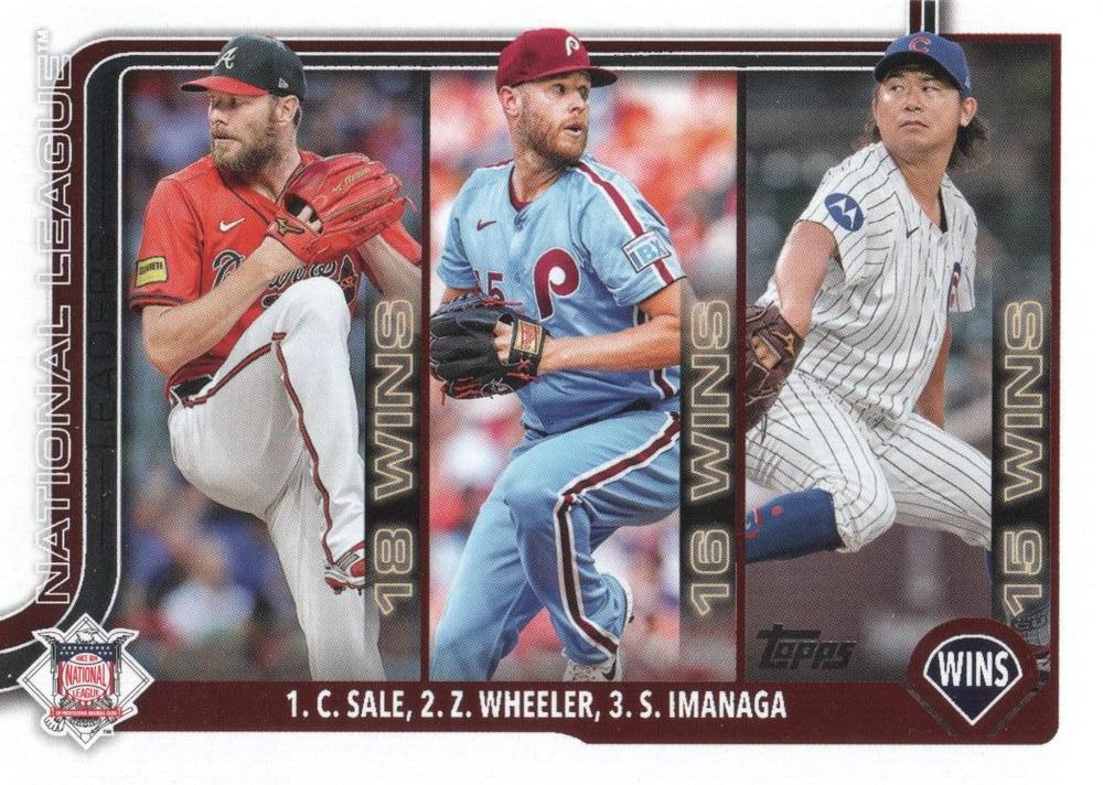 #234 National League Leaders Wins (Chris Sale / Zack Wheeler / Shota Imanaga) - Atlanta Braves / Philadelphia Phillies / Chicago Cubs - 2025 Topps Baseball