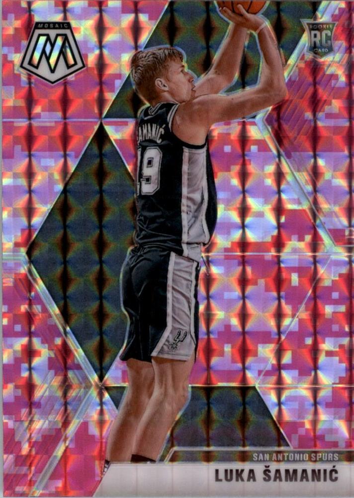 #235 Luka Samanic - San Antonio Spurs - 2019-20 Panini Mosaic - Camo Pink Basketball