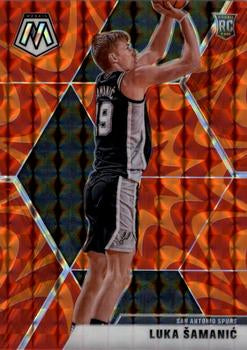#235 Luka Samanic - San Antonio Spurs - 2019-20 Panini Mosaic - Reactive Orange Basketball