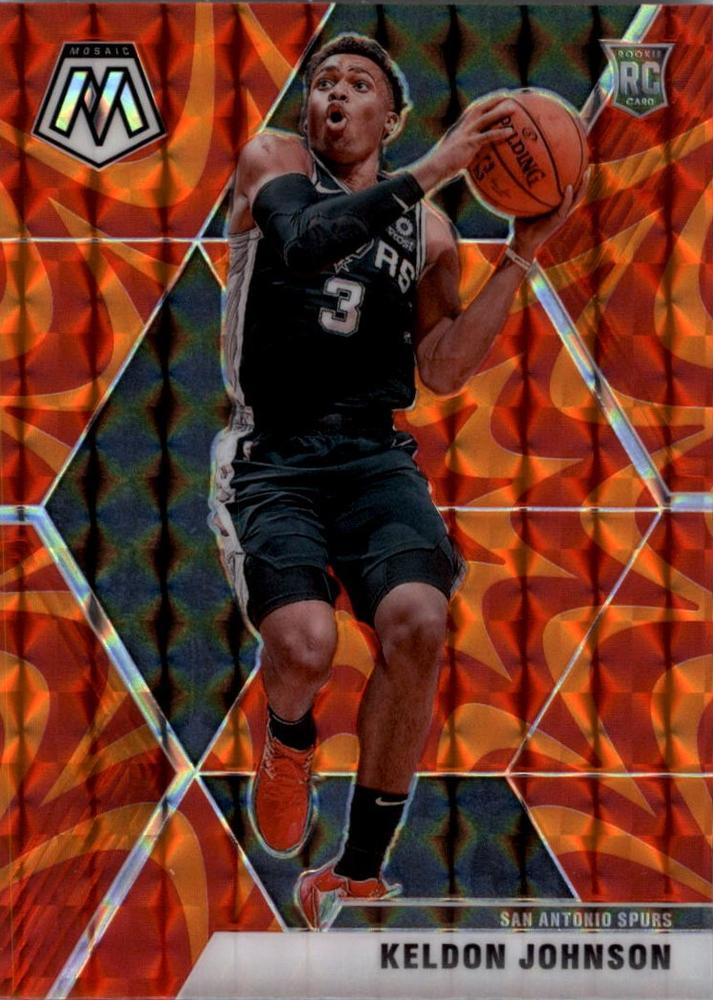 #238 Keldon Johnson - San Antonio Spurs - 2019-20 Panini Mosaic - Reactive Orange Basketball