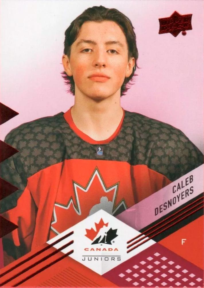 #23 Caleb Desnoyers - Canada - 2024 Upper Deck Team Canada Juniors - Red Foil Hockey