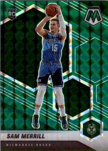 #240 Sam Merrill - Milwaukee Bucks - 2020-21 Panini Mosaic - Mosaic Green Basketball