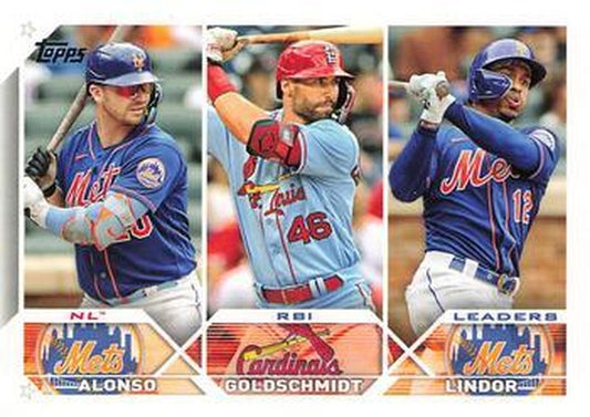 #240 NL RBI Leaders Pete Alonso / Paul Goldschmidt / Francisco Lindor - New York Mets / St. Louis Cardinals - 2023 Topps Baseball
