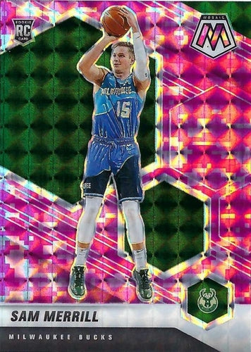 #240 Sam Merrill - Milwaukee Bucks - 2020-21 Panini Mosaic - Mosaic Camo Pink Basketball