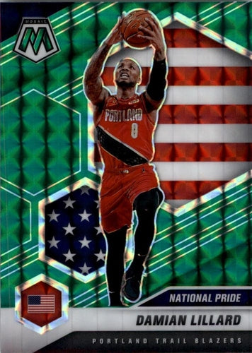 #246 Damian Lillard - Portland Trail Blazers - 2020-21 Panini Mosaic - Mosaic Green Basketball