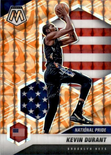 #248 Kevin Durant - Brooklyn Nets - 2020-21 Panini Mosaic - Mosaic Reactive Orange Basketball