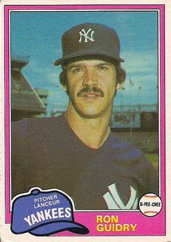 #250 Ron Guidry - New York Yankees - 1981 O-Pee-Chee - Gray Back Baseball