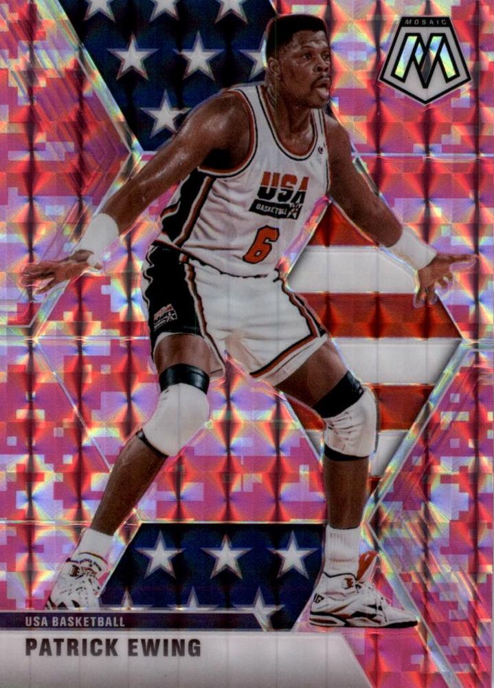#253 Patrick Ewing - USA - 2019-20 Panini Mosaic - Camo Pink Basketball