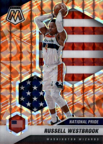 #253 Russell Westbrook - Washington Wizards - 2020-21 Panini Mosaic - Mosaic Reactive Orange Basketball