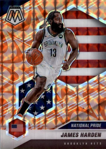 #256 James Harden - Brooklyn Nets - 2020-21 Panini Mosaic - Mosaic Reactive Orange Basketball