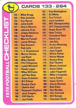 #257 Checklist: 133-264 - 1978 Topps Football