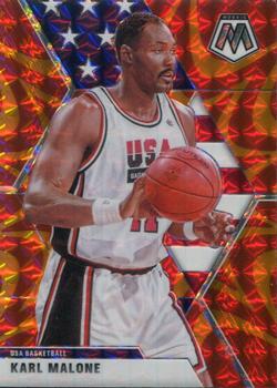 #257 Karl Malone - USA - 2019-20 Panini Mosaic - Reactive Orange Basketball