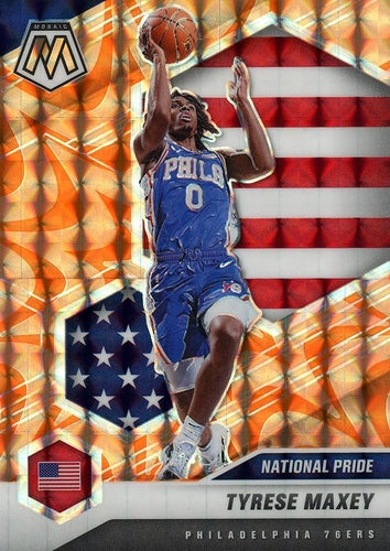 #259 Tyrese Maxey - Philadelphia 76ers - 2020-21 Panini Mosaic - Mosaic Reactive Orange Basketball