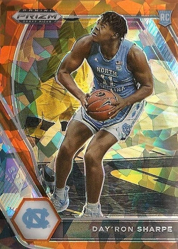 #25b Day'Ron Sharpe - North Carolina Tar Heels - 2021 Panini Prizm Draft Picks - Orange Ice Basketball