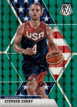 #260 Stephen Curry - USA - 2019-20 Panini Mosaic - Green Prizm Basketball