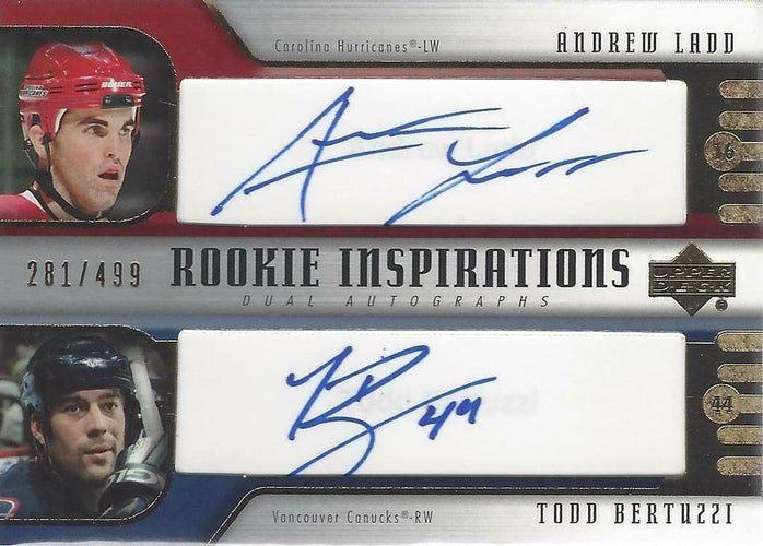 #261 Andrew Ladd / Todd Bertuzzi - Carolina Hurricanes / Vancouver Canucks - 2005-06 Upper Deck Rookie Update Hockey