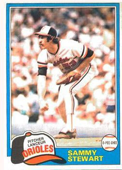 #262 Sammy Stewart - Baltimore Orioles - 1981 O-Pee-Chee - Gray Back Baseball