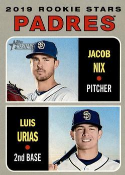 #262 Padres 2019 Rookie Stars Jacob Nix / Luis Urias - San Diego Padres - 2019 Topps Heritage Baseball