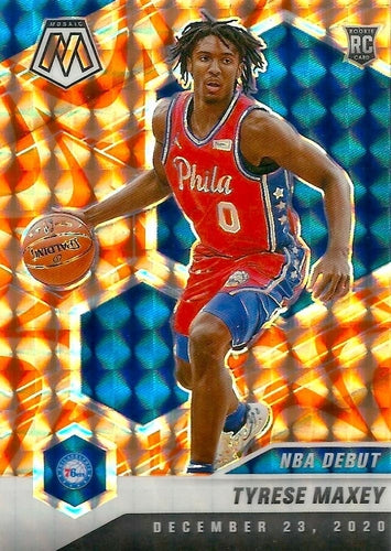 #263 Tyrese Maxey - Philadelphia 76ers - 2020-21 Panini Mosaic - Mosaic Reactive Orange Basketball