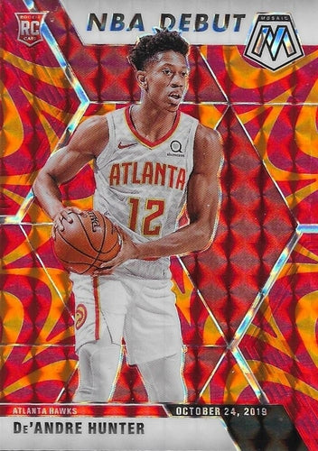 #266 De'Andre Hunter - Atlanta Hawks - 2019-20 Panini Mosaic - Reactive Orange Basketball