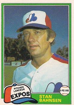 #267 Stan Bahnsen - Montreal Expos - 1981 O-Pee-Chee - Gray Back Baseball