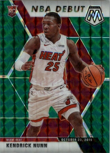 #268 Kendrick Nunn - Miami Heat - 2019-20 Panini Mosaic - Green Prizm Basketball