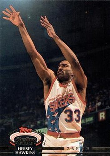 #26 Hersey Hawkins - Philadelphia 76ers - 1992-93 Stadium Club Basketball