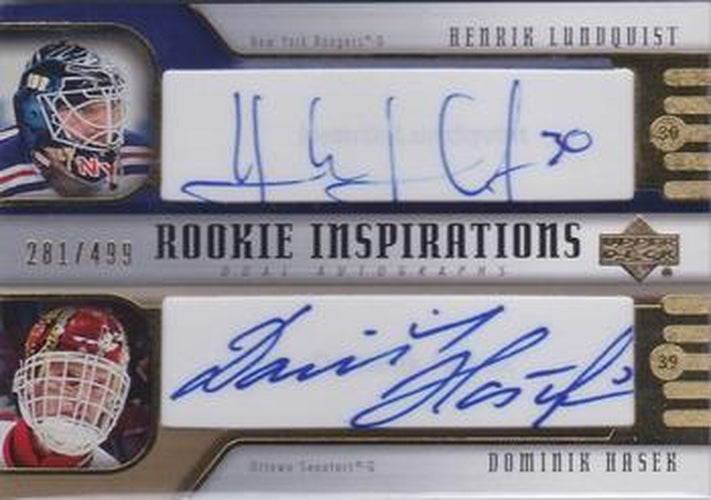 #270 Henrik Lundqvist / Dominik Hasek - New York Rangers / Ottawa Senators - 2005-06 Upper Deck Rookie Update Hockey