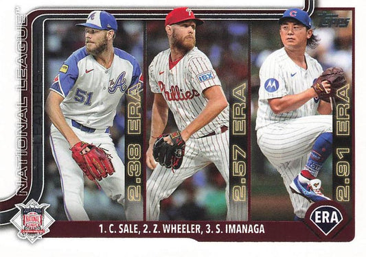 #272 National League Leaders ERA (Chris Sale / Zack Wheeler / Shota Imanaga) - Atlanta Braves / Philadelphia Phillies / Chicago Cubs - 2025 Topps Baseball