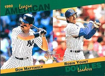 #14 Don Mattingly / Robin Yount - New York Yankees / Milwaukee Brewers - 1993 Score - Select Stat Leaders Baseball