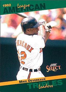 #20 Mike Devereaux - Baltimore Orioles - 1993 Score - Select Stat Leaders Baseball