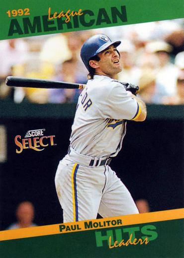 #9 Paul Molitor - Milwaukee Brewers - 1993 Score - Select Stat Leaders Baseball