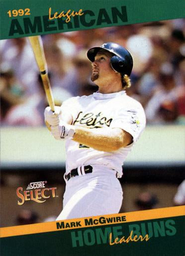 #26 Mark McGwire - Oakland Athletics - 1993 Score - Select Stat Leaders Baseball
