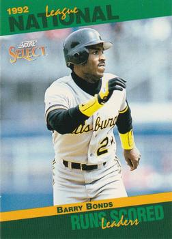 #40 Barry Bonds - Pittsburgh Pirates - 1993 Score - Select Stat Leaders Baseball