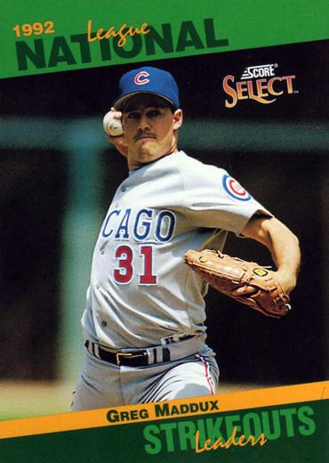 #78 Greg Maddux - Chicago Cubs - 1993 Score - Select Stat Leaders Baseball