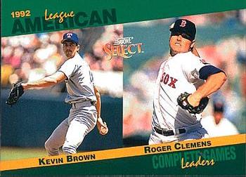 #62 Kevin Brown / Roger Clemens - Texas Rangers / Boston Red Sox - 1993 Score - Select Stat Leaders Baseball