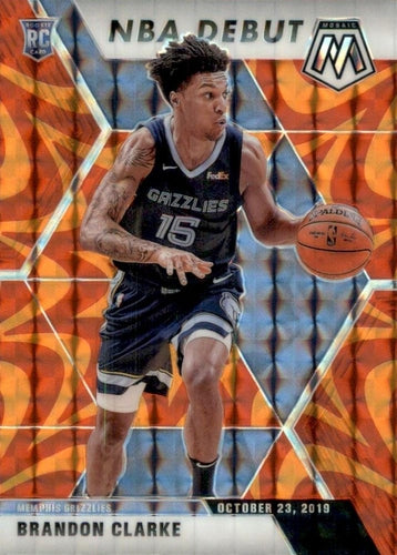 #277 Brandon Clarke - Memphis Grizzlies - 2019-20 Panini Mosaic - Reactive Orange Basketball