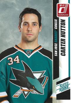 #278b Carter Hutton - San Jose Sharks - 2010-11 Donruss Hockey