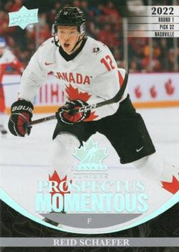 #PM-27 Reid Schaefer - Canada - 2023 Upper Deck Team Canada Juniors - Prospectus Momentous Hockey