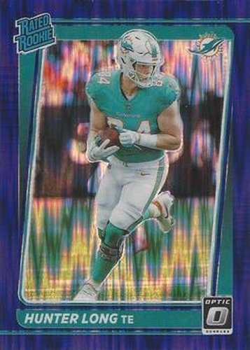#281 Hunter Long - Miami Dolphins - 2021 Donruss Optic - Purple Shock Football