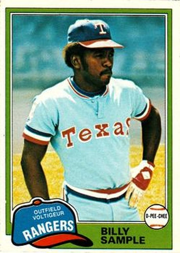 #283 Billy Sample - Texas Rangers - 1981 O-Pee-Chee - Gray Back Baseball