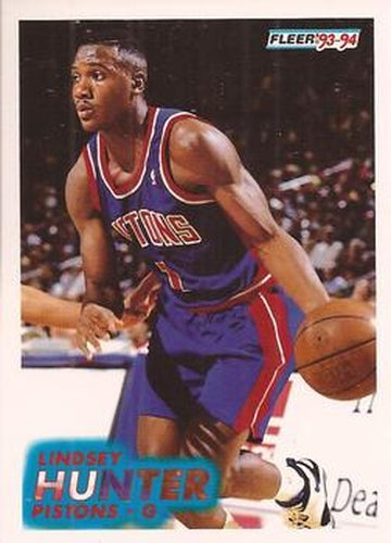 #283 Lindsey Hunter - Detroit Pistons - 1993-94 Fleer Basketball