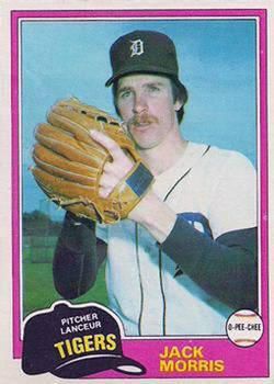 #284 Jack Morris - Detroit Tigers - 1981 O-Pee-Chee - Gray Back Baseball